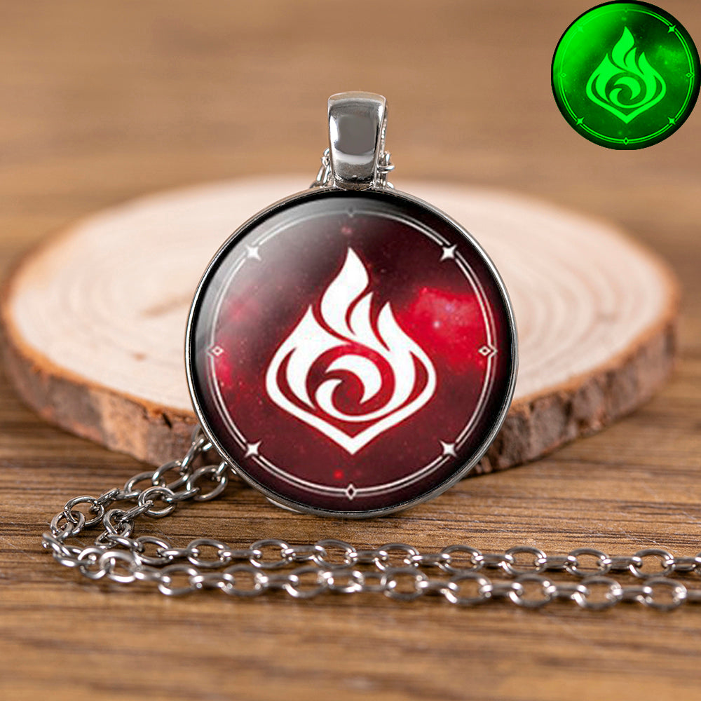 Genshin Impact Glow In The Dark Necklace Glass Pendant Luminous Necklaces