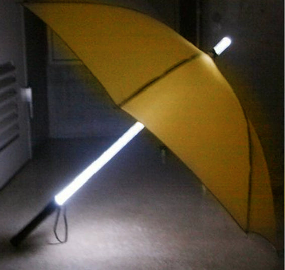 LED Illuminated Umbrella 8-Rib Mid-Handle Fashionable Long-Handle Glow-in-the-Dark Flashlight Umbrella