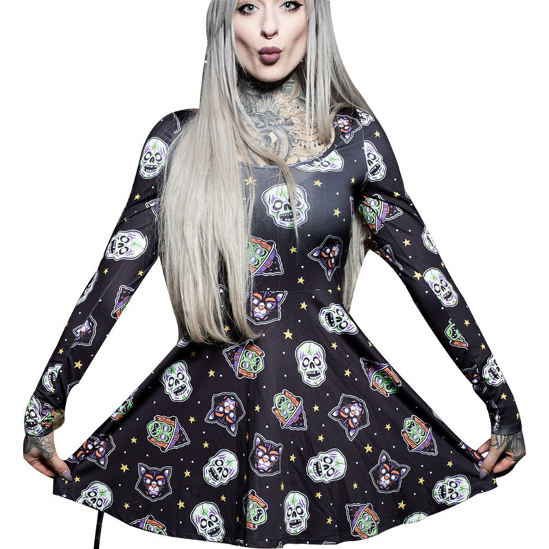 Skull Print Rave Dress