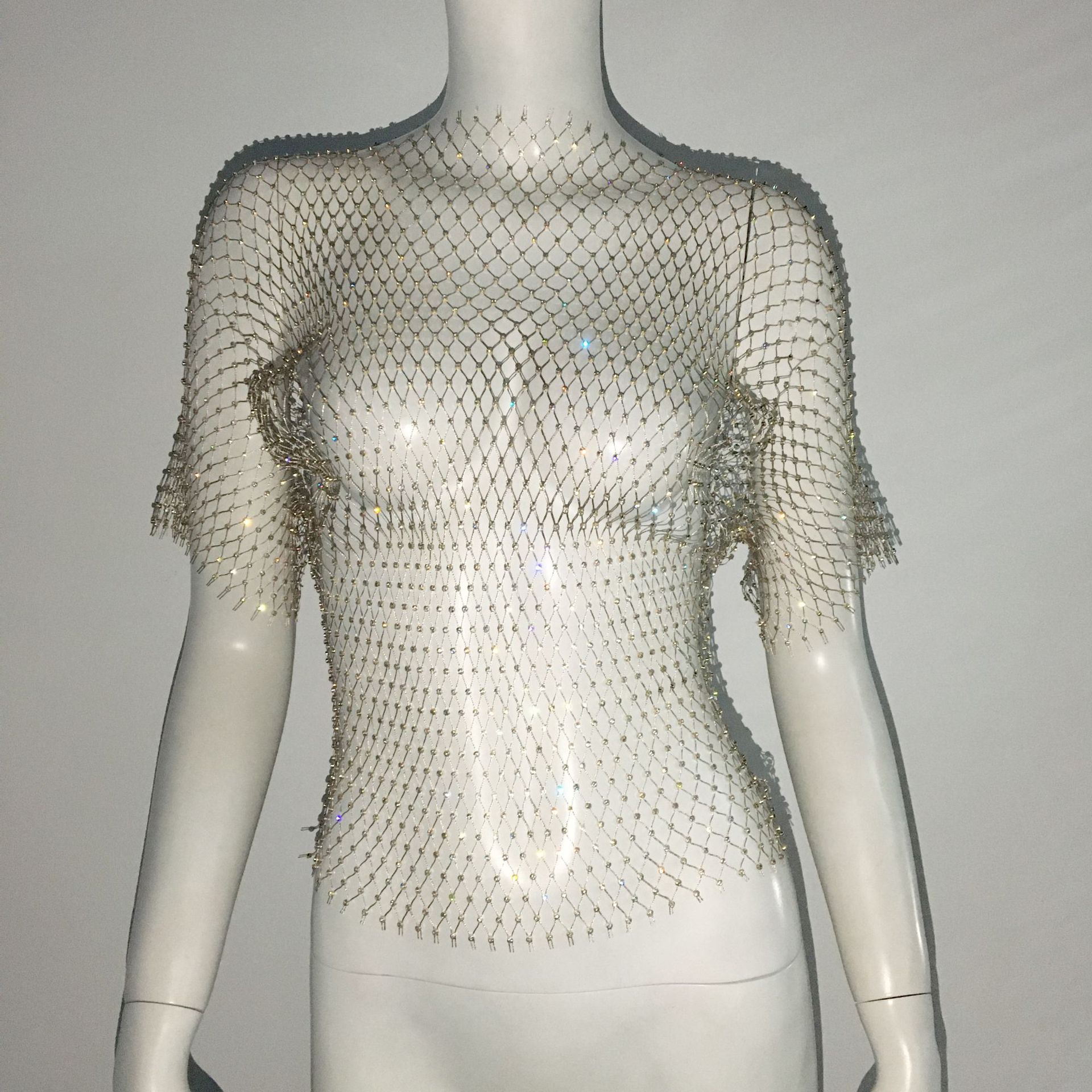 Spicy Vest Fishnet Short Sleeve Top