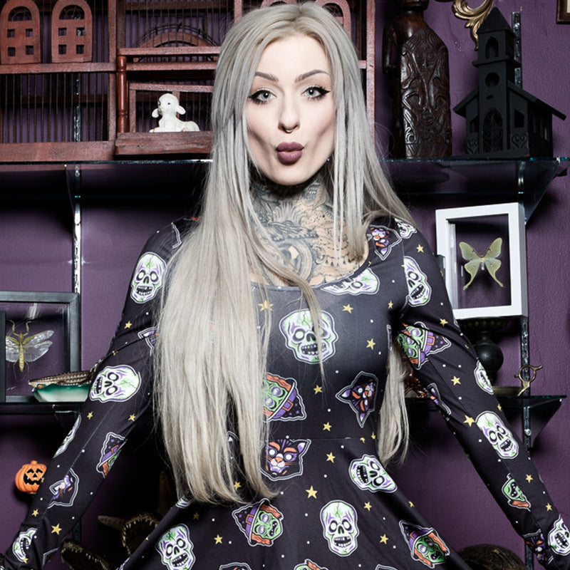 Skull Print Rave Dress