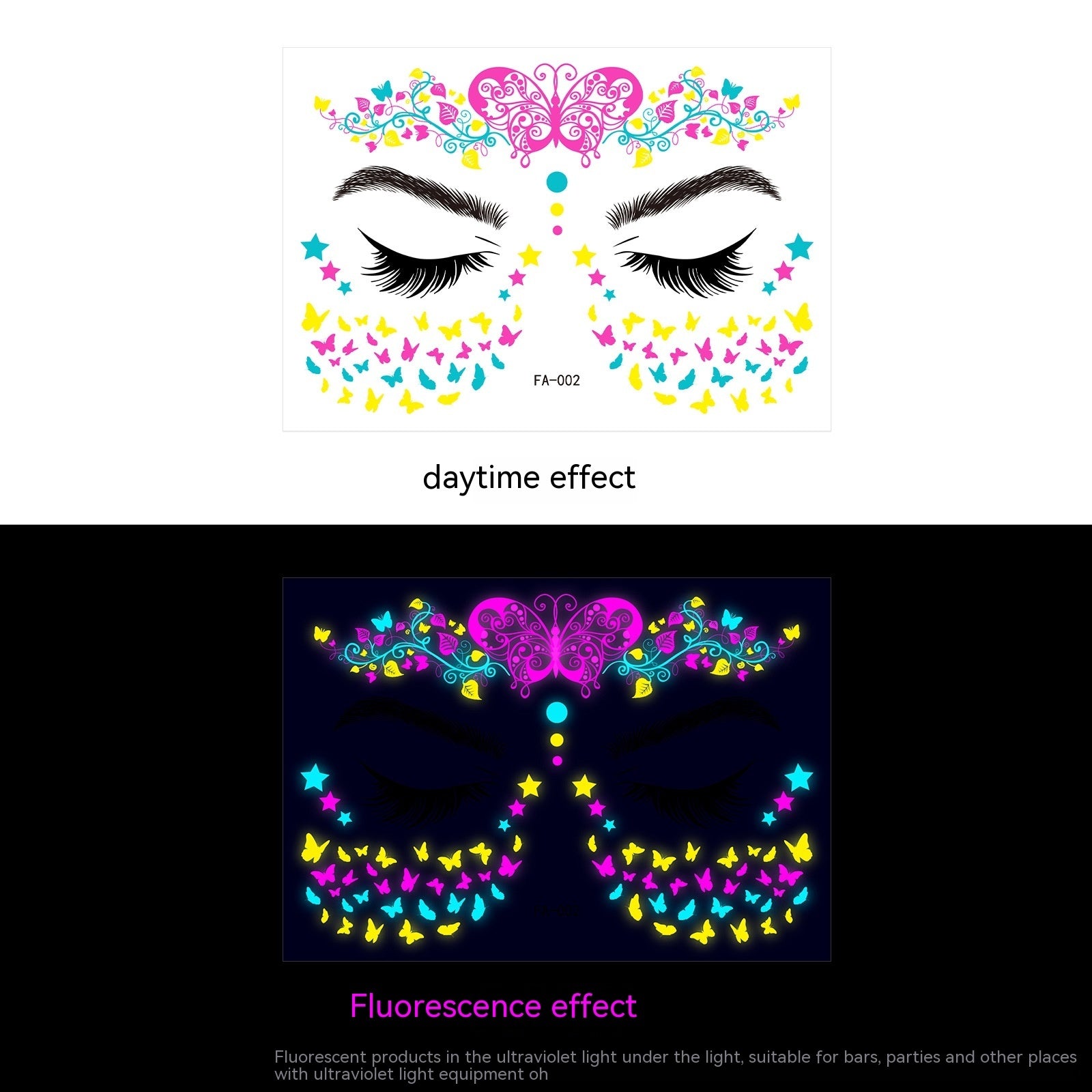 Music Festival Fluorescent Face Pasters Waterproof Nightclub Masquerade