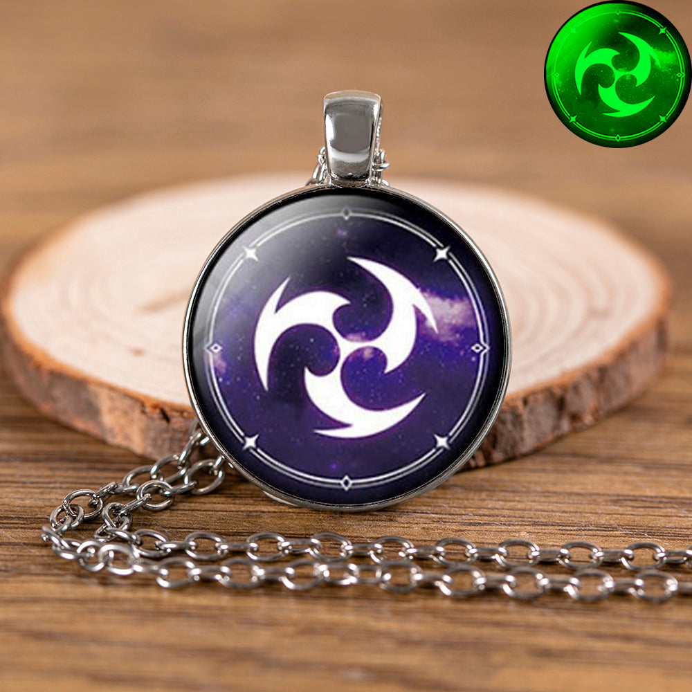 Genshin Impact Glow In The Dark Necklace Glass Pendant Luminous Necklaces