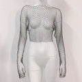Women's Mesh Rhinestone Fishnet Top Fishnet