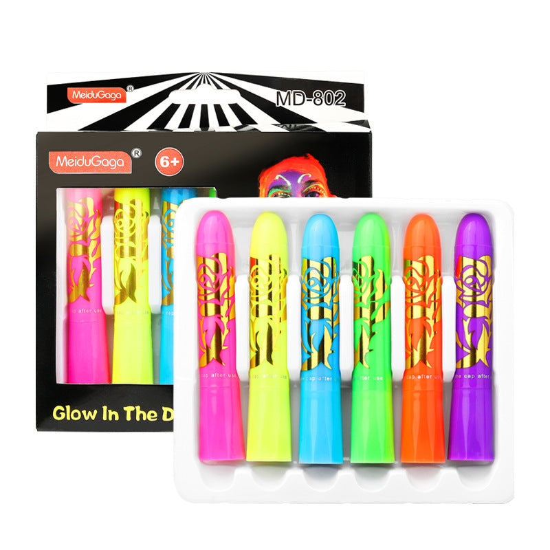 6 Colors 12 Colors Suit Halloween Stage Drama Painted Glowing Dark Color Sticks Crayon
