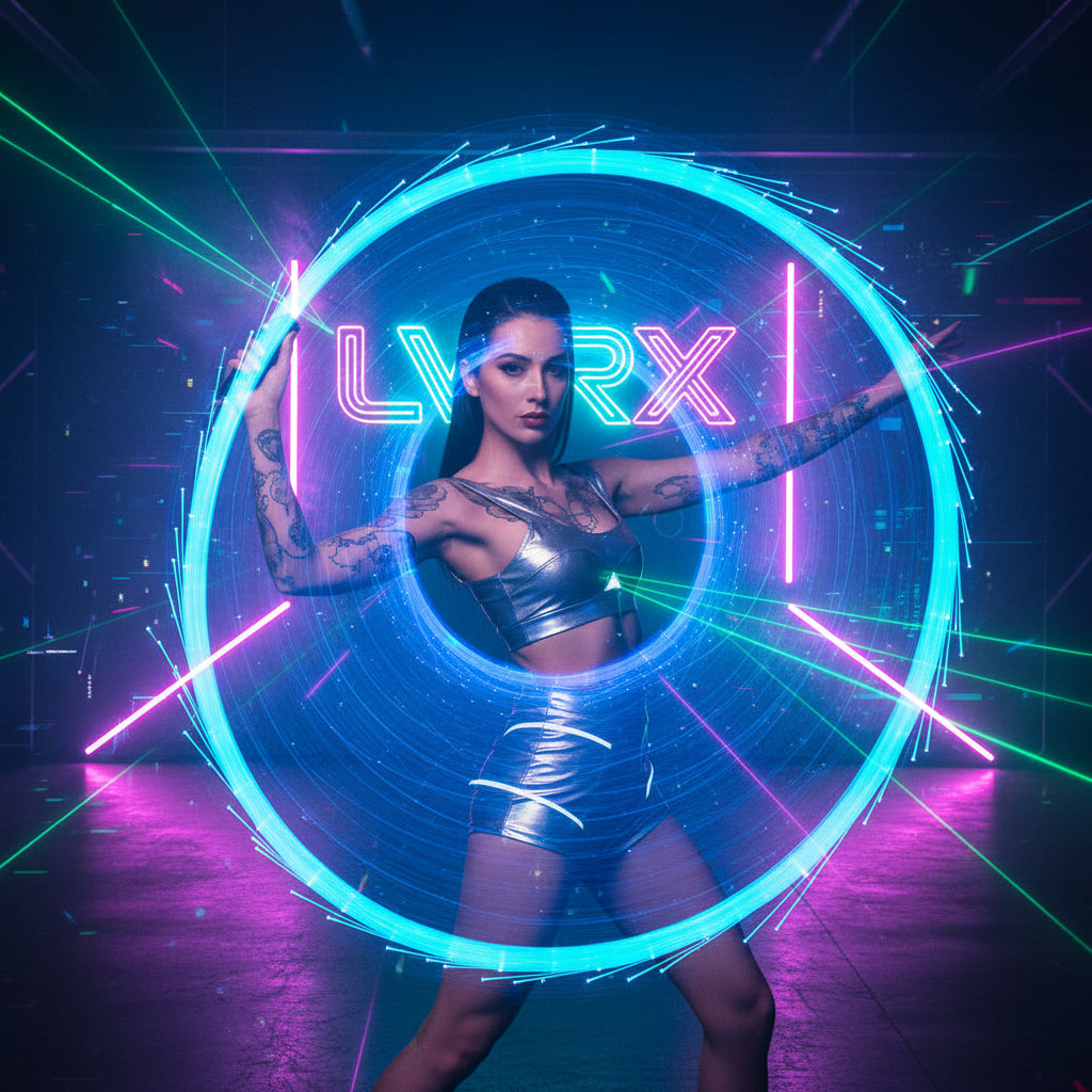 Blue LED string light coiled on a black background