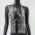 Sequin Rhinestone Fishnet Sling