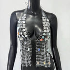 Sequin Rhinestone Fishnet Sling