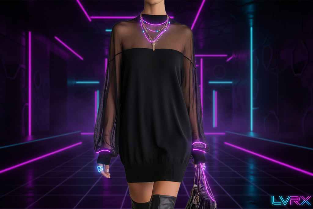 Mesh Patchwork Mini Dress