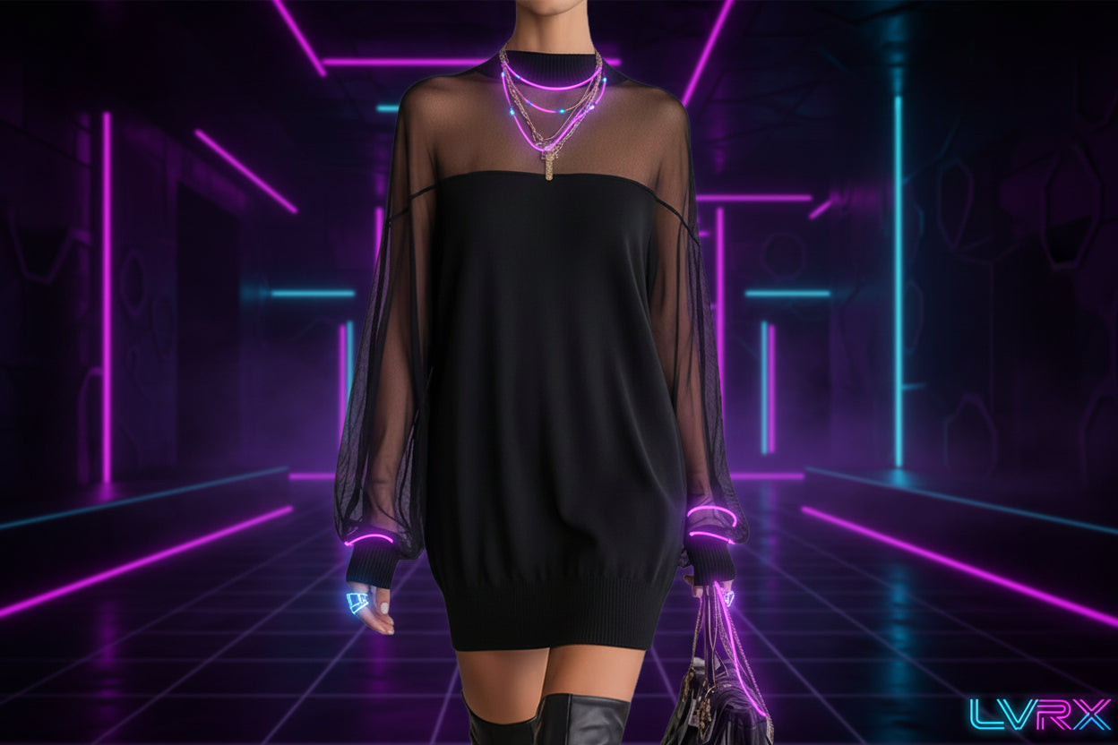 Mesh Patchwork Mini Dress