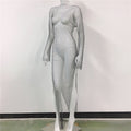 Women's Mesh Rhinestone Fishnet Sexy Slit Fishnet Dress