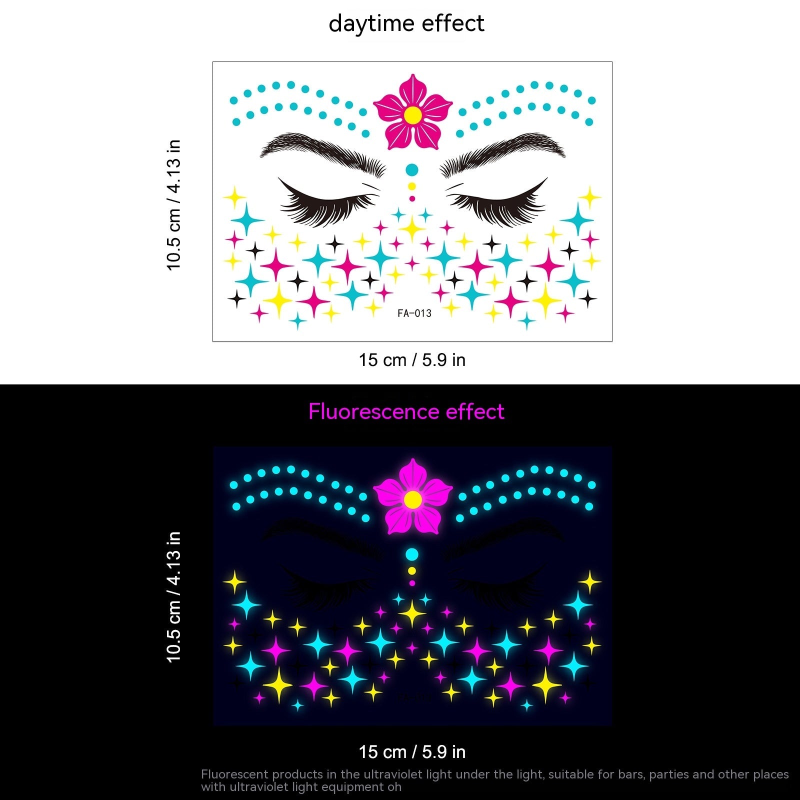 Music Festival Fluorescent Face Pasters Waterproof Nightclub Masquerade