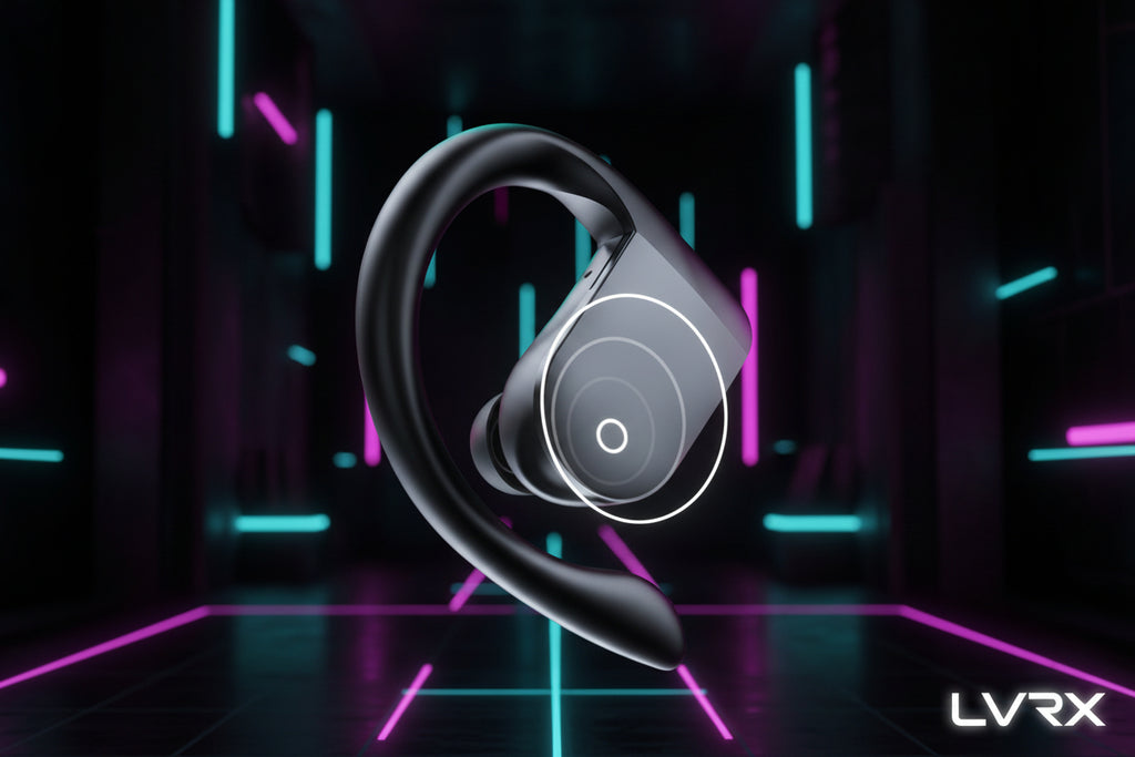 Wireless earbud on a black background