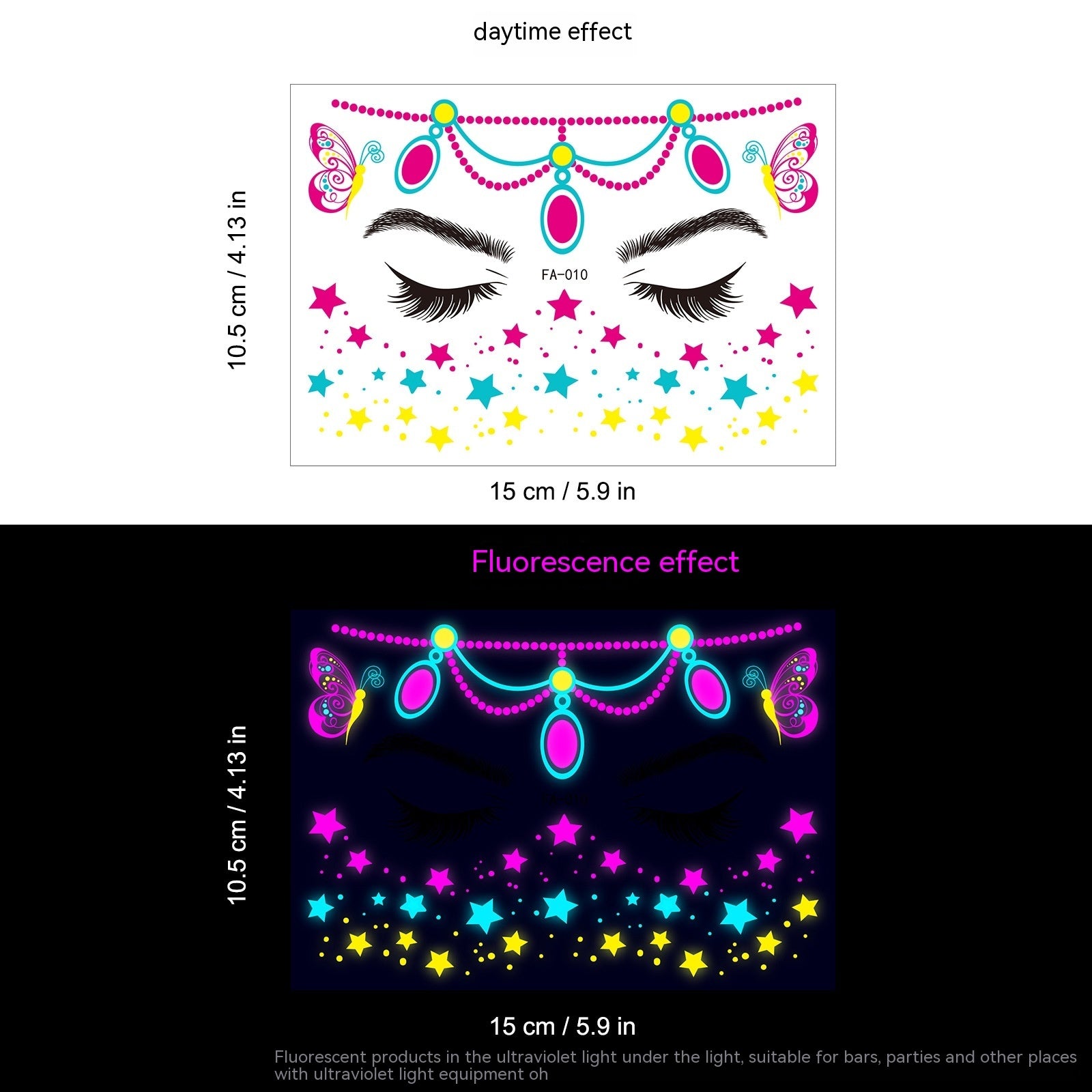 Music Festival Fluorescent Face Pasters Waterproof Nightclub Masquerade
