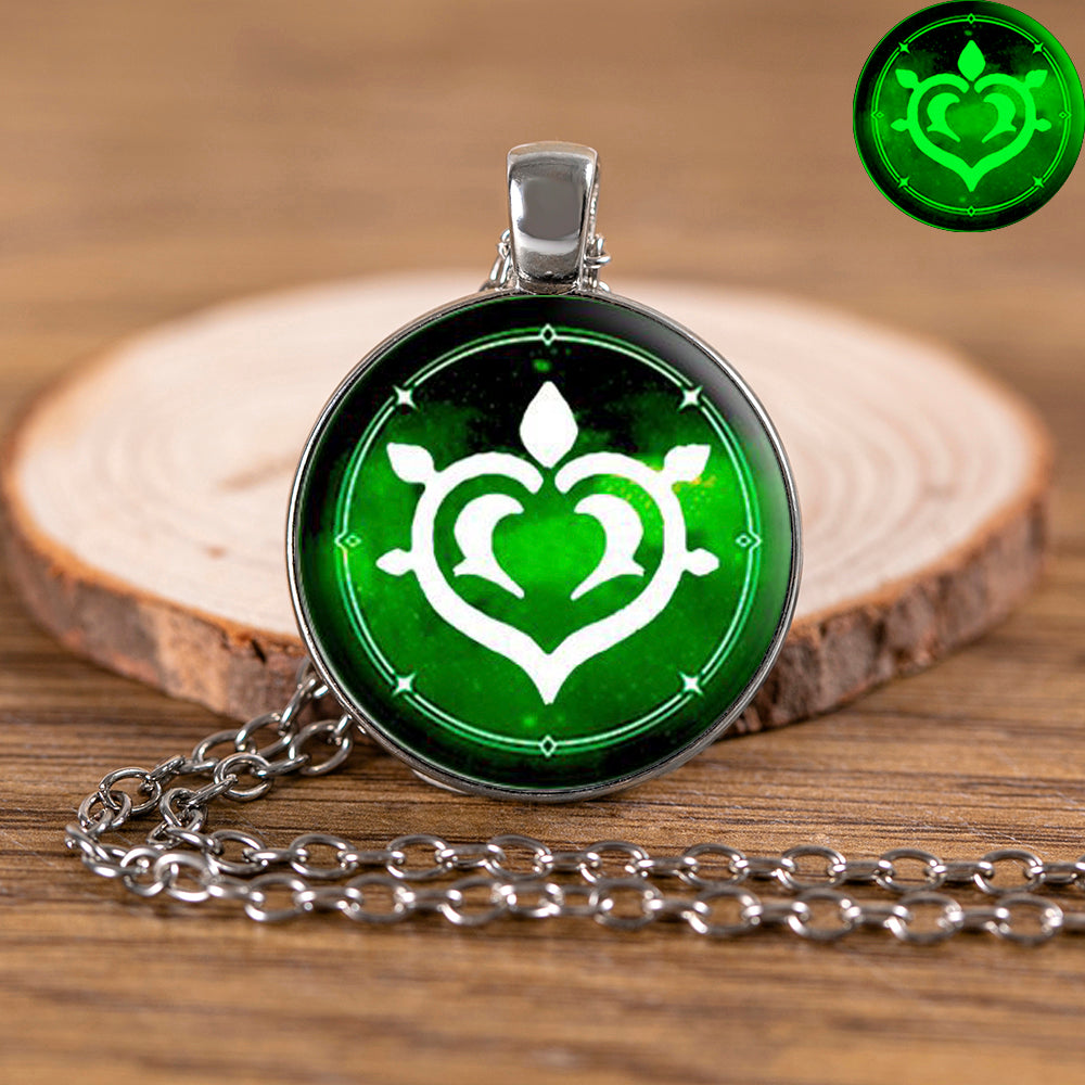 Genshin Impact Glow In The Dark Necklace Glass Pendant Luminous Necklaces