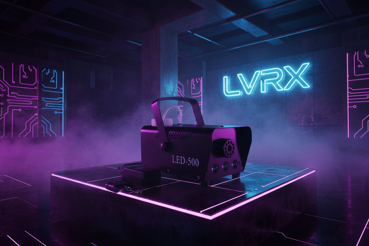 Black LED-500 fog machine with remote control 