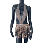 Sequin Halter Fishnet Dress
