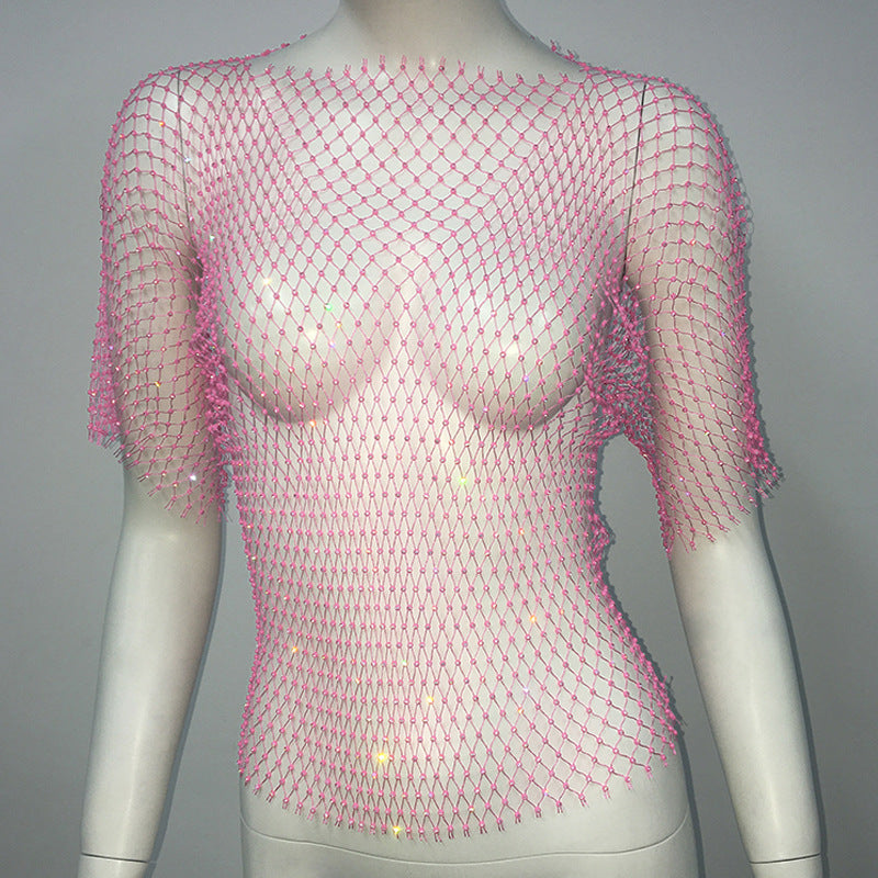 Spicy Vest Fishnet Short Sleeve Top