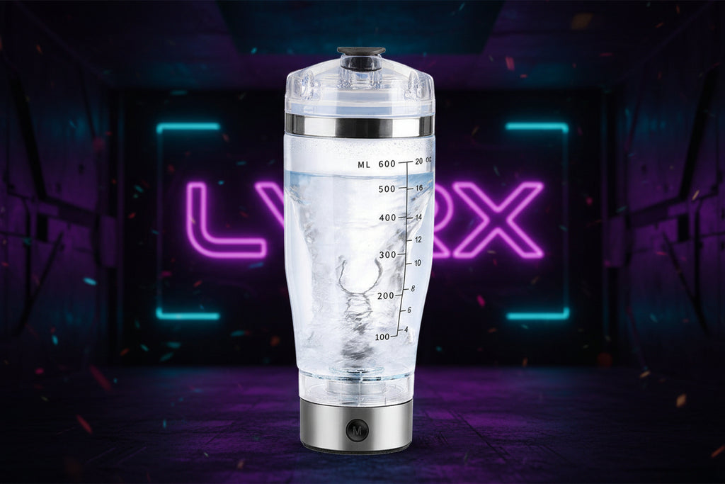 Clear water bottle with measurement markings on a white background, labeled 'Battery version'.