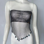 Rhinestone Fishnet Tube Top