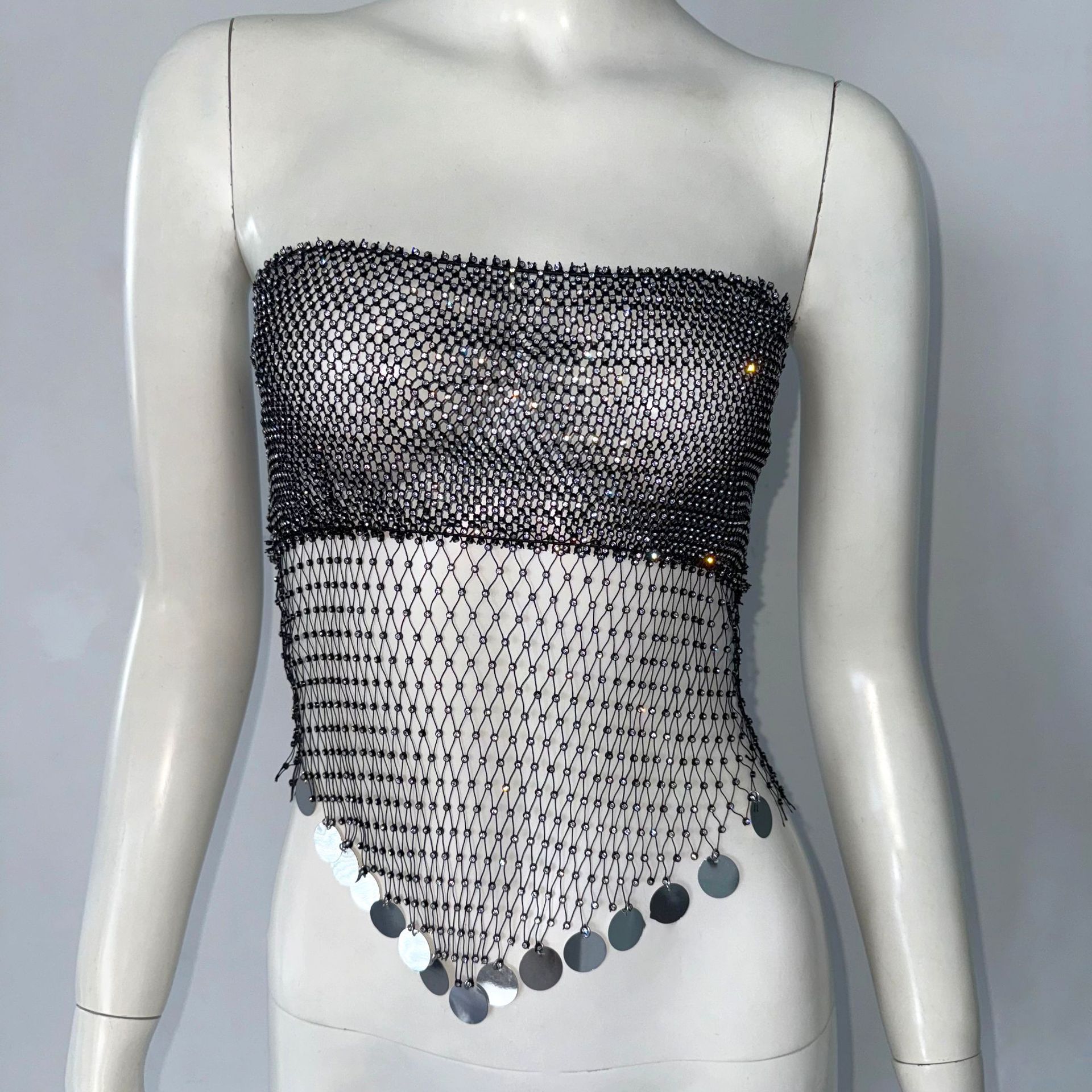 Rhinestone Fishnet Tube Top