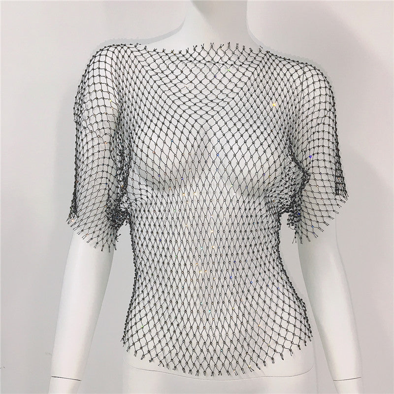 Spicy Vest Fishnet Short Sleeve Top