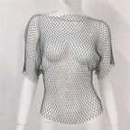 Spicy Vest Fishnet Short Sleeve Top