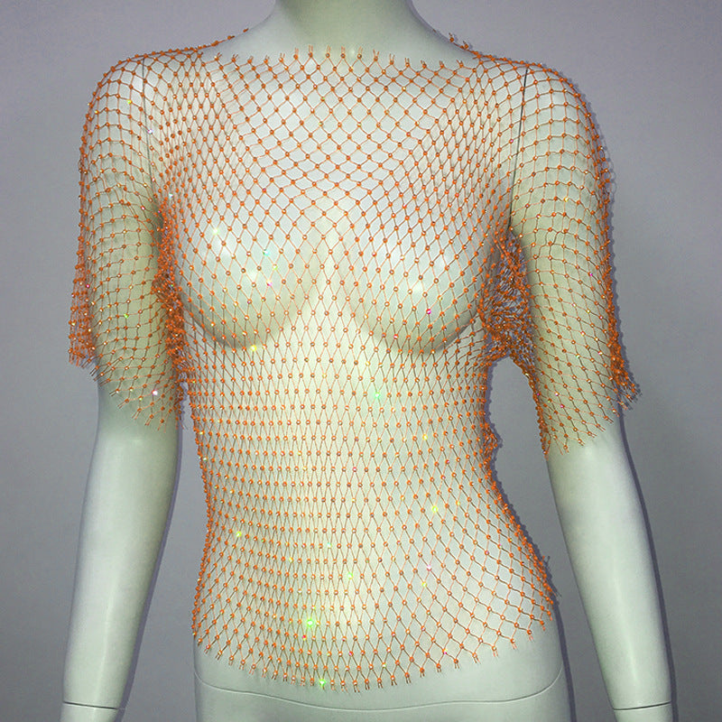 Spicy Vest Fishnet Short Sleeve Top