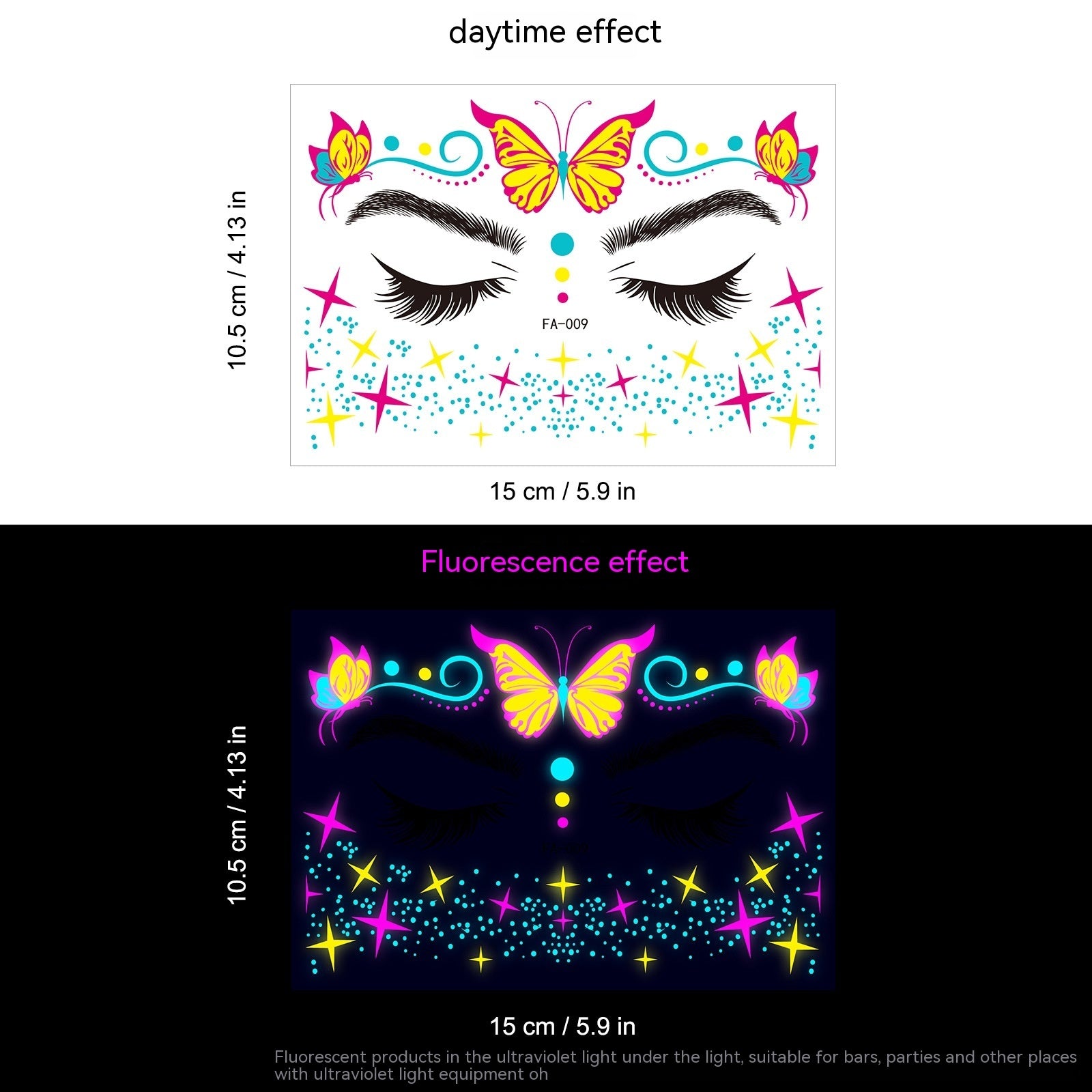 Music Festival Fluorescent Face Pasters Waterproof Nightclub Masquerade