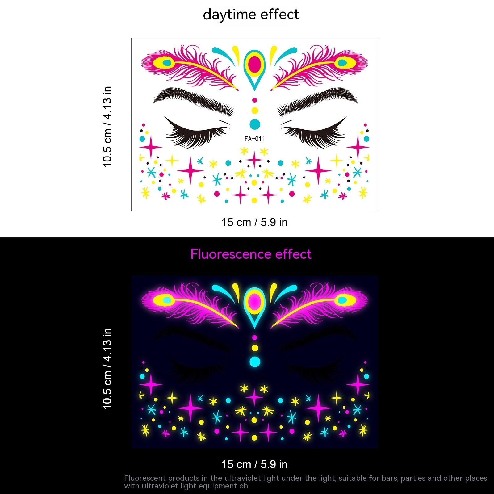 Music Festival Fluorescent Face Pasters Waterproof Nightclub Masquerade