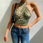 Green Check Sling Pack Chest Top