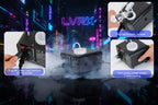 Step-by-step guide on how to use a fog machine with text instructions.