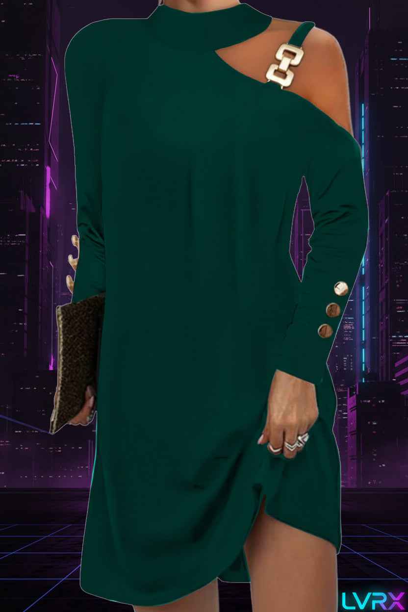 Metal Buckle Mini Dress