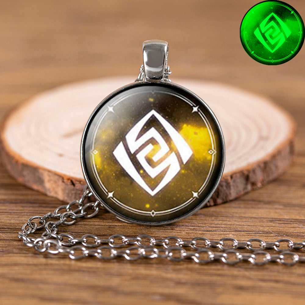 Genshin Impact Glow In The Dark Necklace Glass Pendant Luminous Necklaces