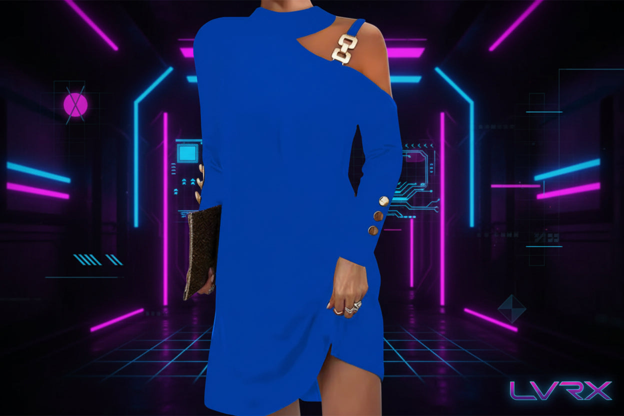 Metal Buckle Mini Dress