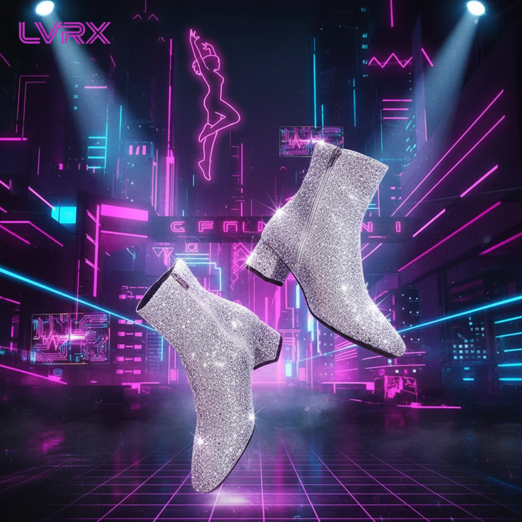 Silver glittery ankle boots