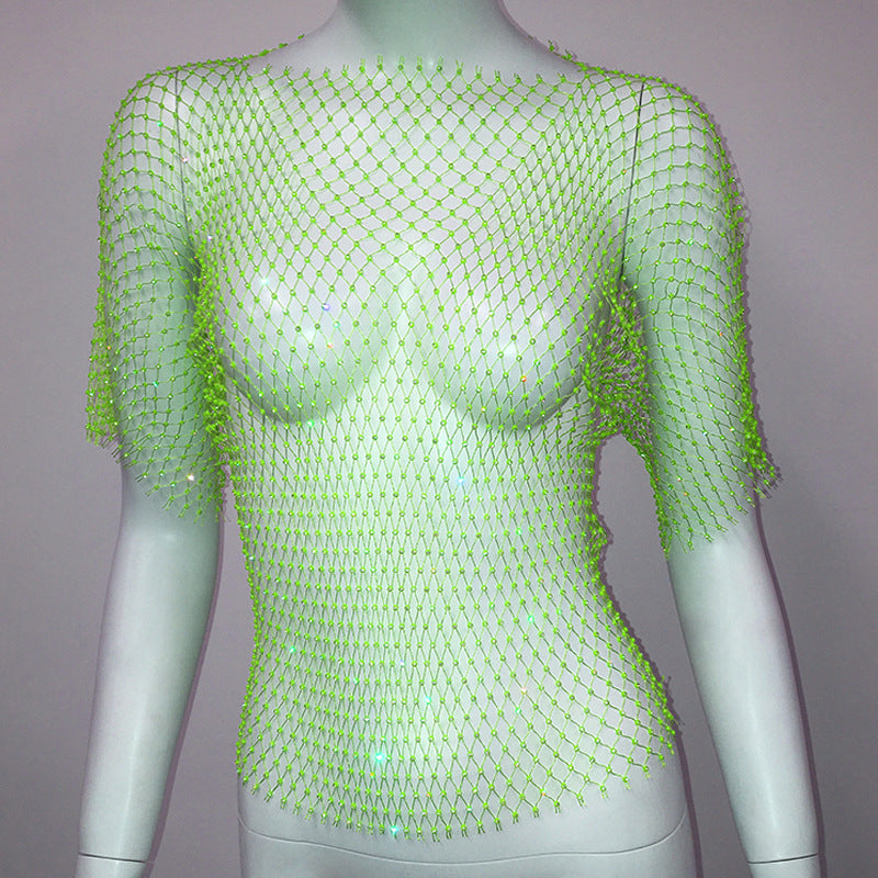 Spicy Vest Fishnet Short Sleeve Top
