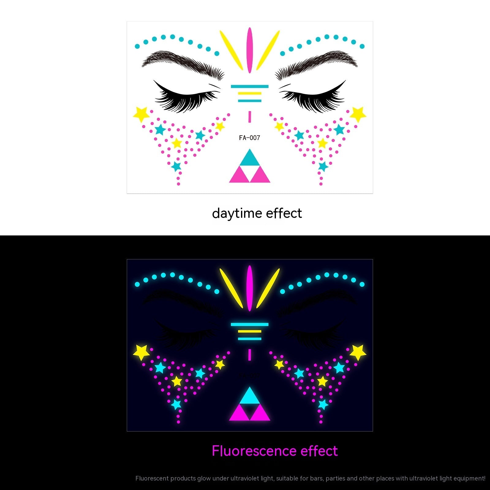 Music Festival Fluorescent Face Pasters Waterproof Nightclub Masquerade