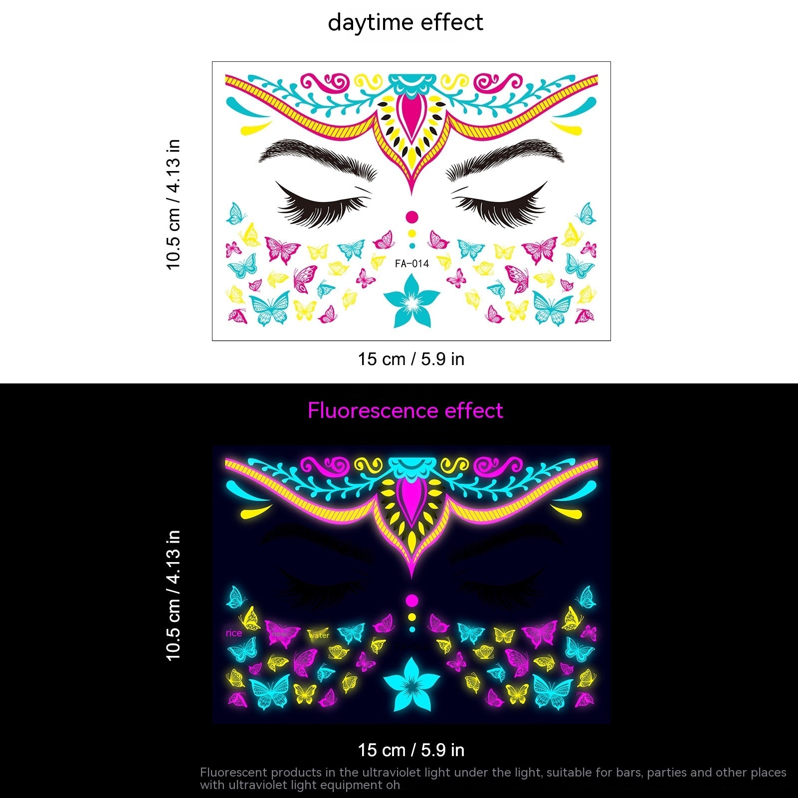 Music Festival Fluorescent Face Pasters Waterproof Nightclub Masquerade