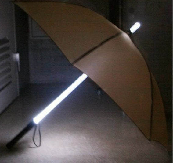 LED Illuminated Umbrella 8-Rib Mid-Handle Fashionable Long-Handle Glow-in-the-Dark Flashlight Umbrella
