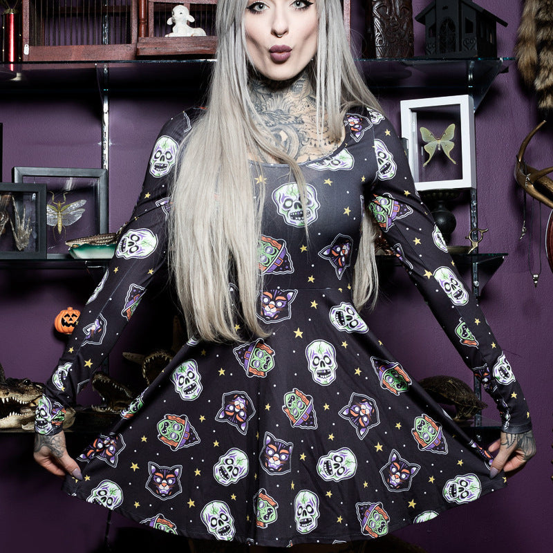 Skull Print Rave Dress