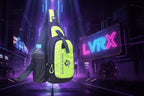 Green and black sling bag with a water bottle 