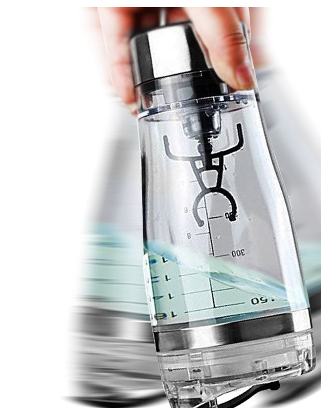 Clear plastic bottle with measurement markings on a blurred background