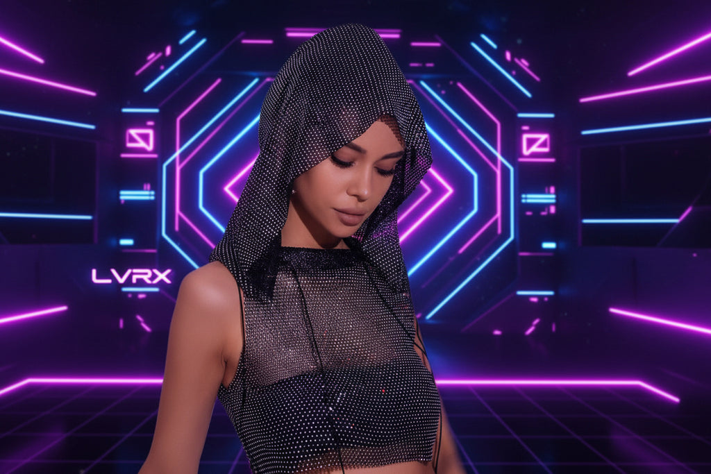 LVRX Crystal Hood Fishnet Top