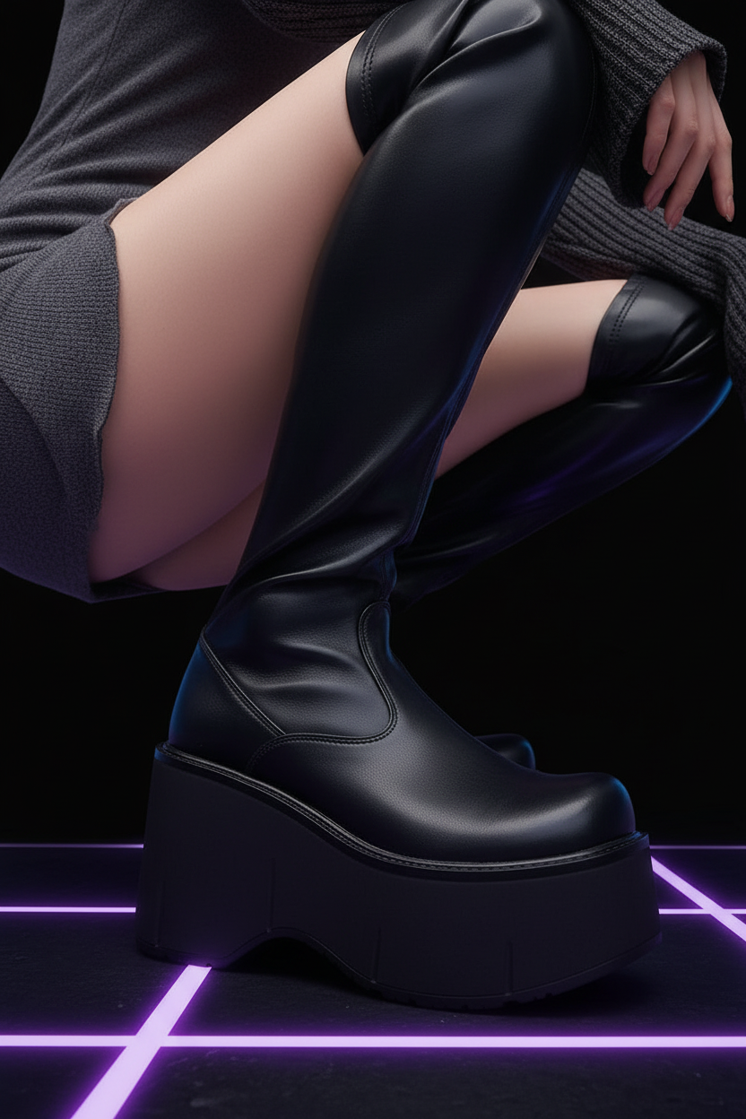 LVRX Chunky OTK Zip Boots — Detail