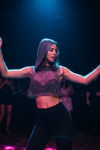 LVRX Crystal Hood Fishnet Top — Motion