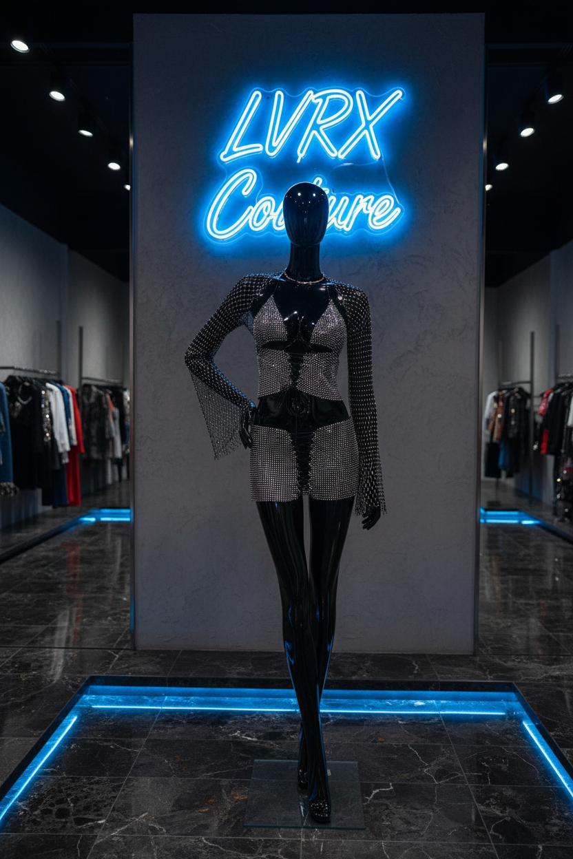 LVRX Drawstring Rhinestone Fishnet Set — Storefront