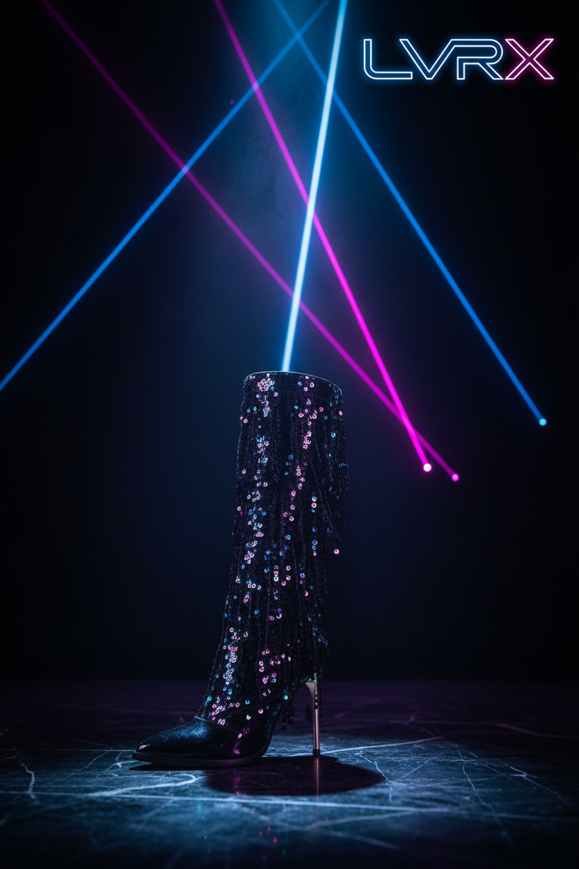 LVRX Fringe Glow Dance Boots — Black Hero
