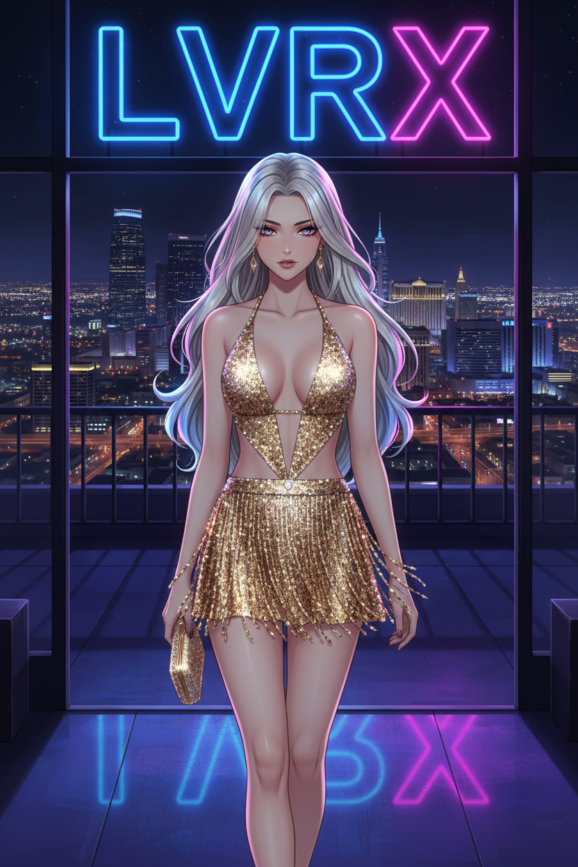 LVRX Gold Sequin Halter Fishnet Dress — Anime Rooftop