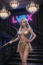 LVRX Gold Sequin Halter Fishnet Dress — Anime Staircase